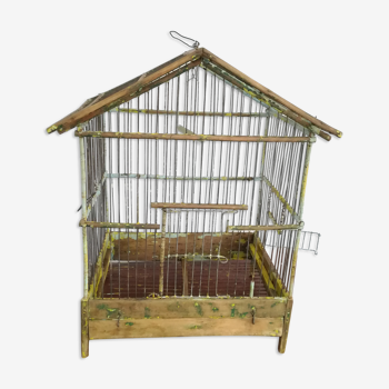 Cage à oiseaux ancienne en bois