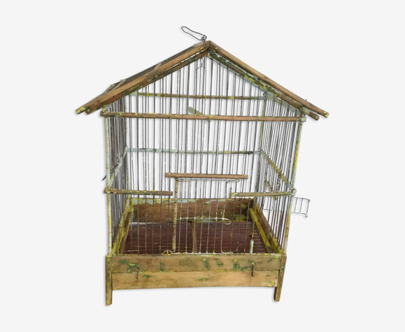 Cage à oiseaux ancienne en bois