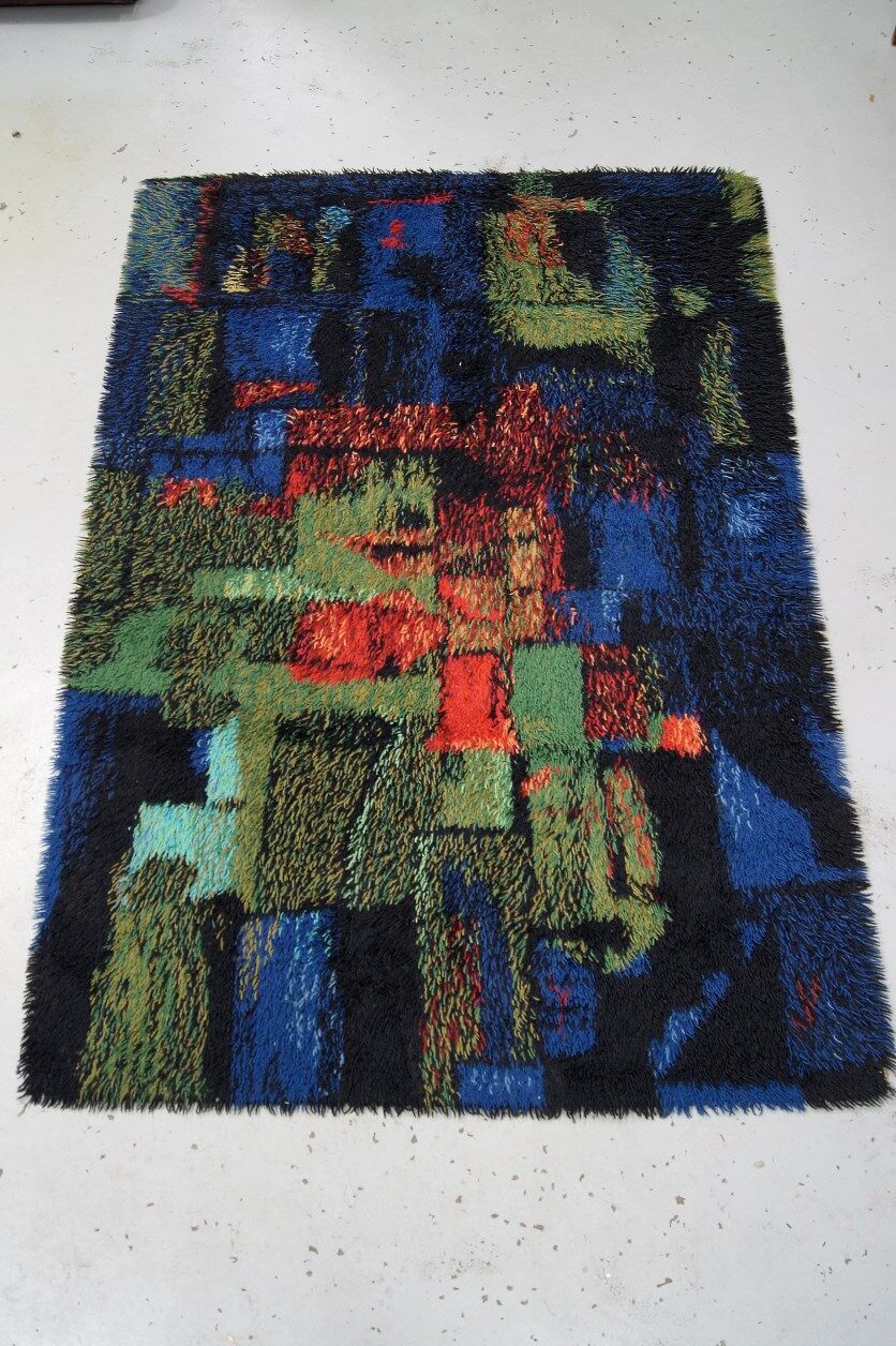 Abstract high pile rya rug from Gilde Muster, 1970