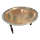 Very large coffee table with bronze top and chiseled decor, 100 cm