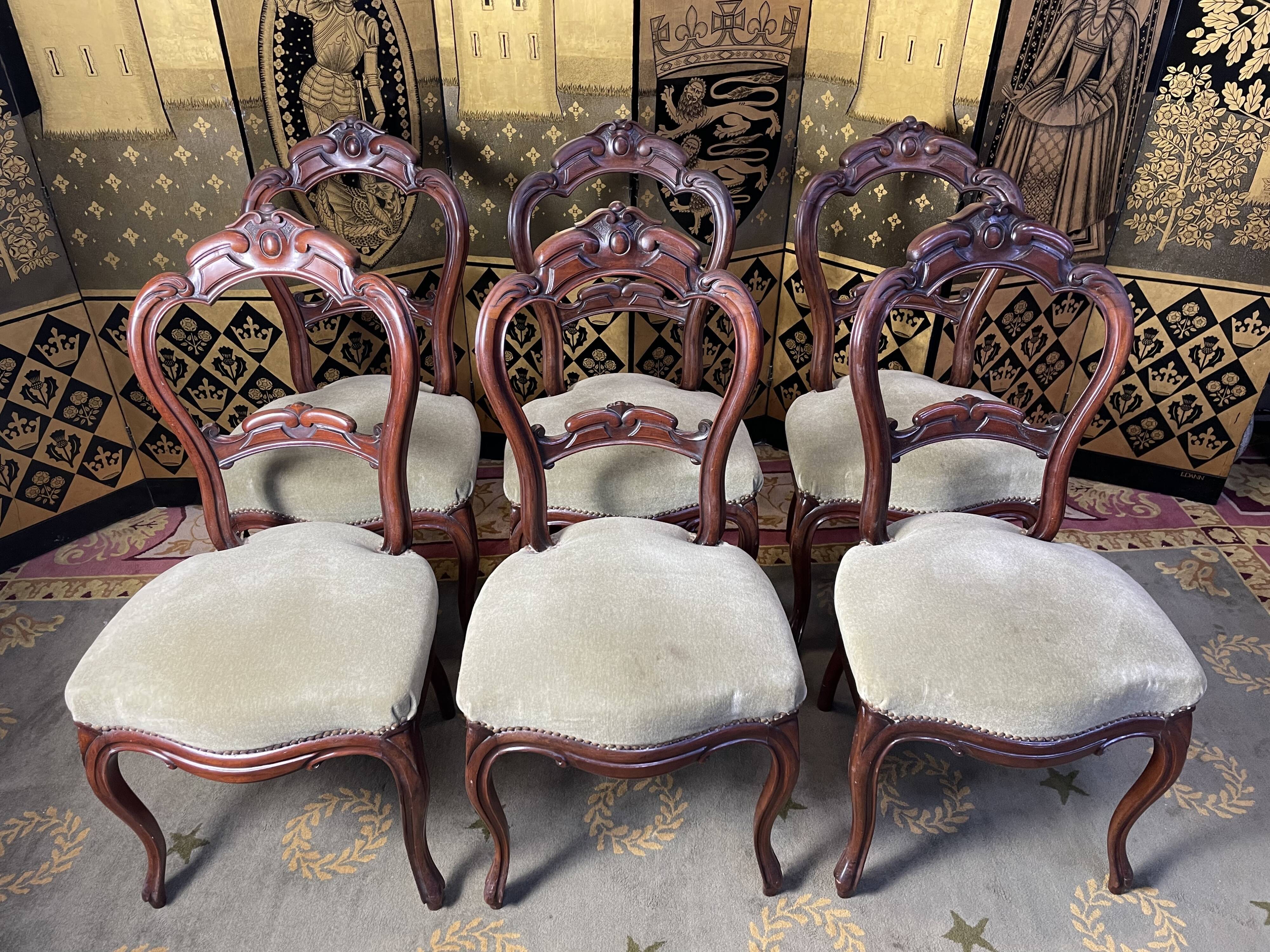 Suite de 6 chaises Louis Philippe en acajou