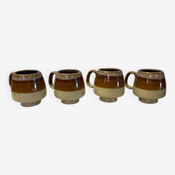 Set of 4 glazed stoneware cups