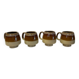 Set of 4 glazed stoneware cups