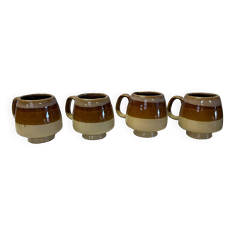 Set of 4 glazed stoneware cups