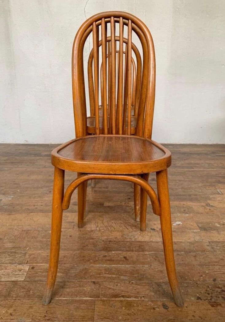 Series of 4 bistro chairs in curved wood fischel n° 196
