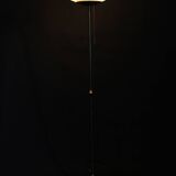 1940s Restored Brass Floor Lamp with  Glass Shade