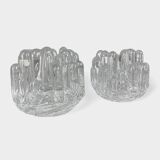 Pair of Sunflower Glass Candlesticks, Göran Wärff for Kosta Boda, Sweden, 1970s