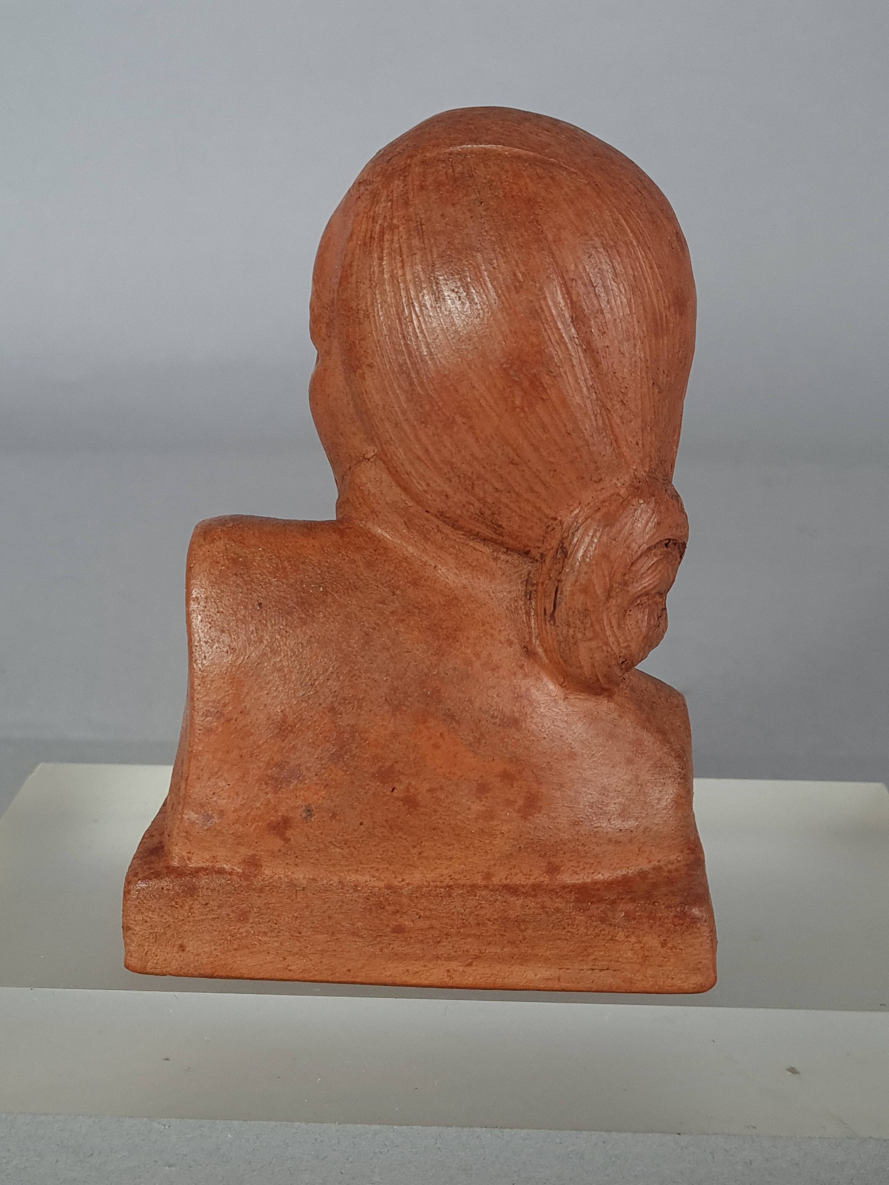 Gaston Hauchecorne bust of young woman terracotta artist's proof dated 1942 Signed 085