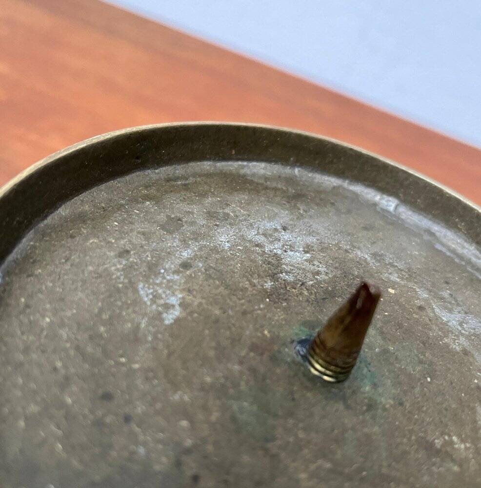 Vintage brutalist metal candle holders, 1970s, set of 2