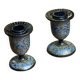 Pair of Kashmiri candlesticks, lacquered papier-mâché