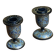 Pair of Kashmiri candlesticks, lacquered papier-mâché