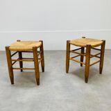 Pair of mulched stools style neo rustic wood