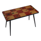 Vintage coffee table in laminate with geometric design, with tapered legs.