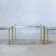 Portuguese pull out tables in brass and glass, 1970s