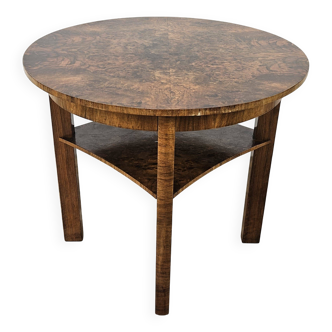 Art Decò Round Walnut Coffee Table