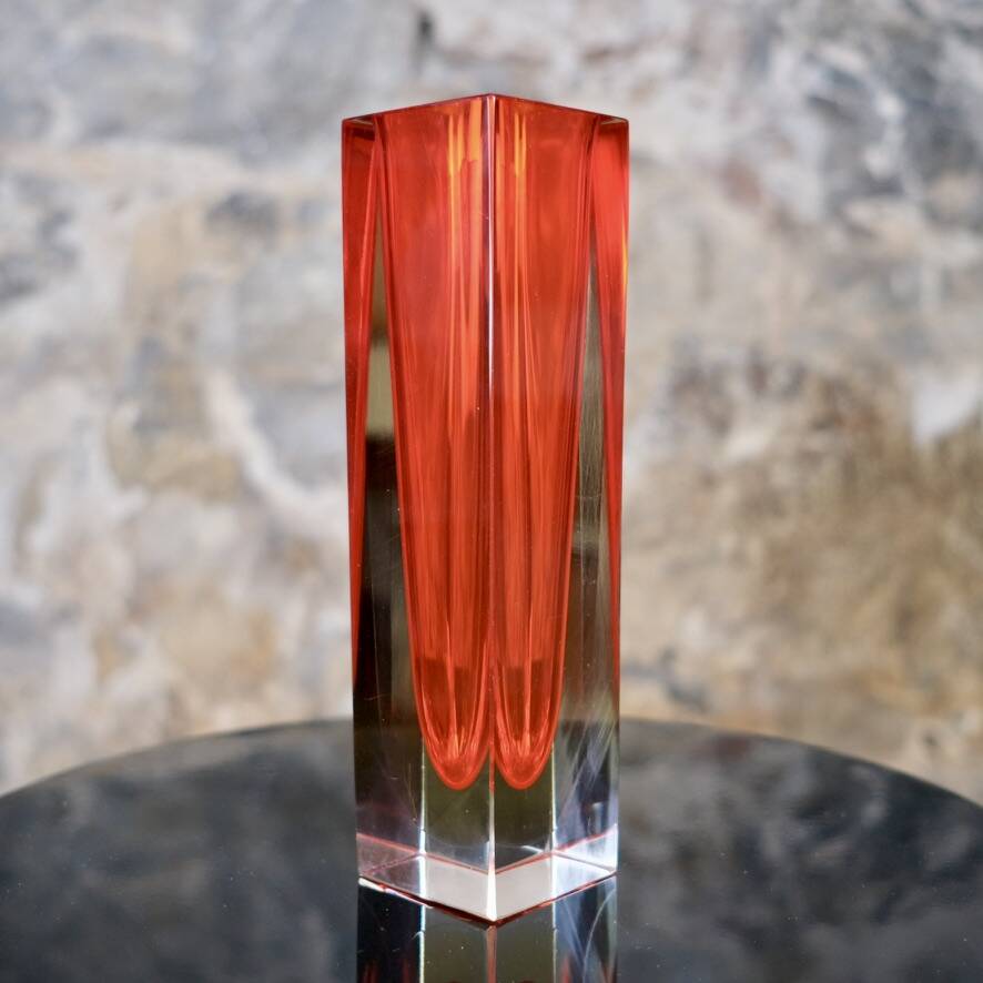 Large red Sommerso Murano vase, Italy, 1960s
