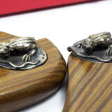 Set for office "Masriera" in silver and exotic wood, mid-century