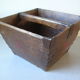 Old Asian Japanese Chinese rice basket in wood sinogram painted metal reinforcement