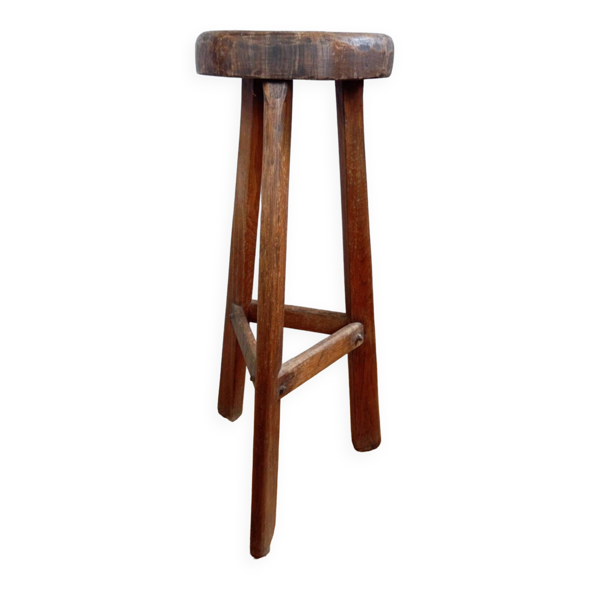 Vintage brutalist tripod high stool, 1950s