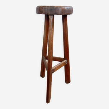 Tabouret haut tripode vintage brutaliste, années 50