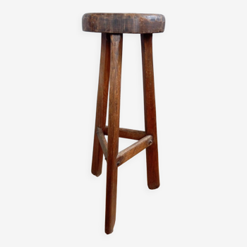 Vintage brutalist tripod high stool, 1950s