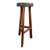 Tabouret haut tripode vintage brutaliste, années 50