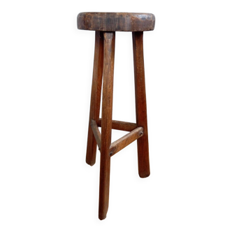 Vintage brutalist tripod high stool, 1950s