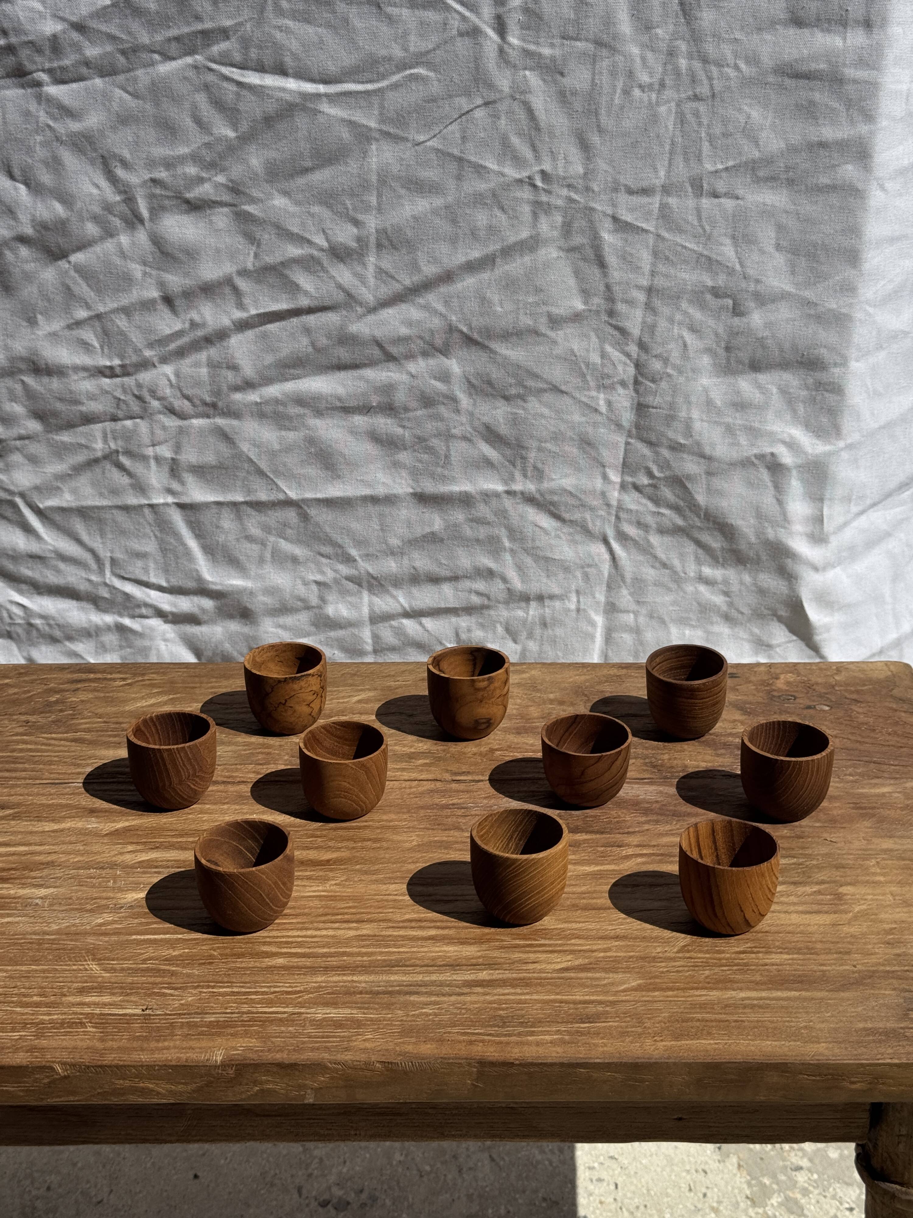 Mini cup, saucer or egg cup in teak H5 D5