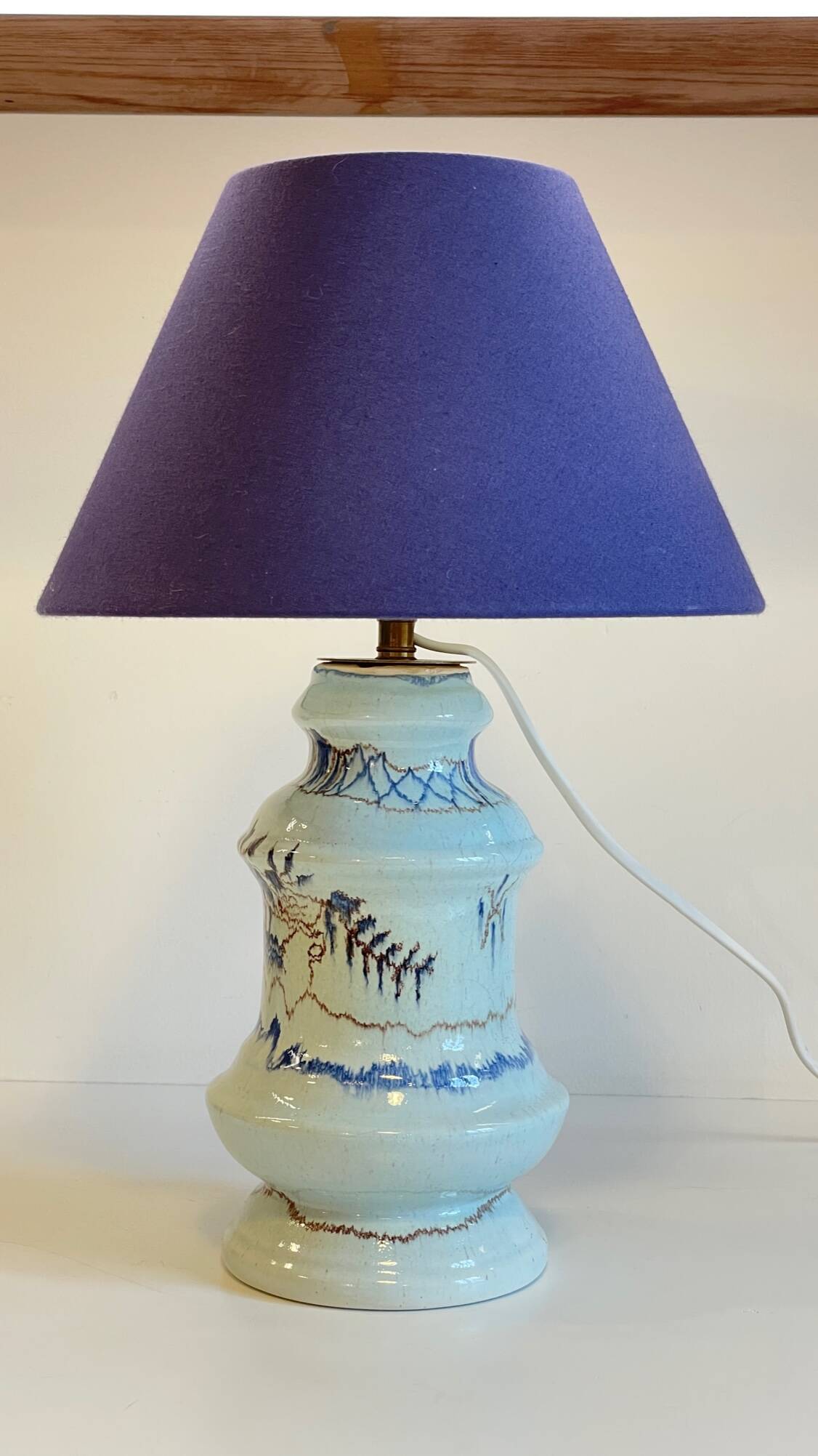 Lampe céramique bleue océan