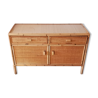 Rattan and bamboo sideboard, 1970