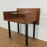 Modernist bedside table wood and glass 1950