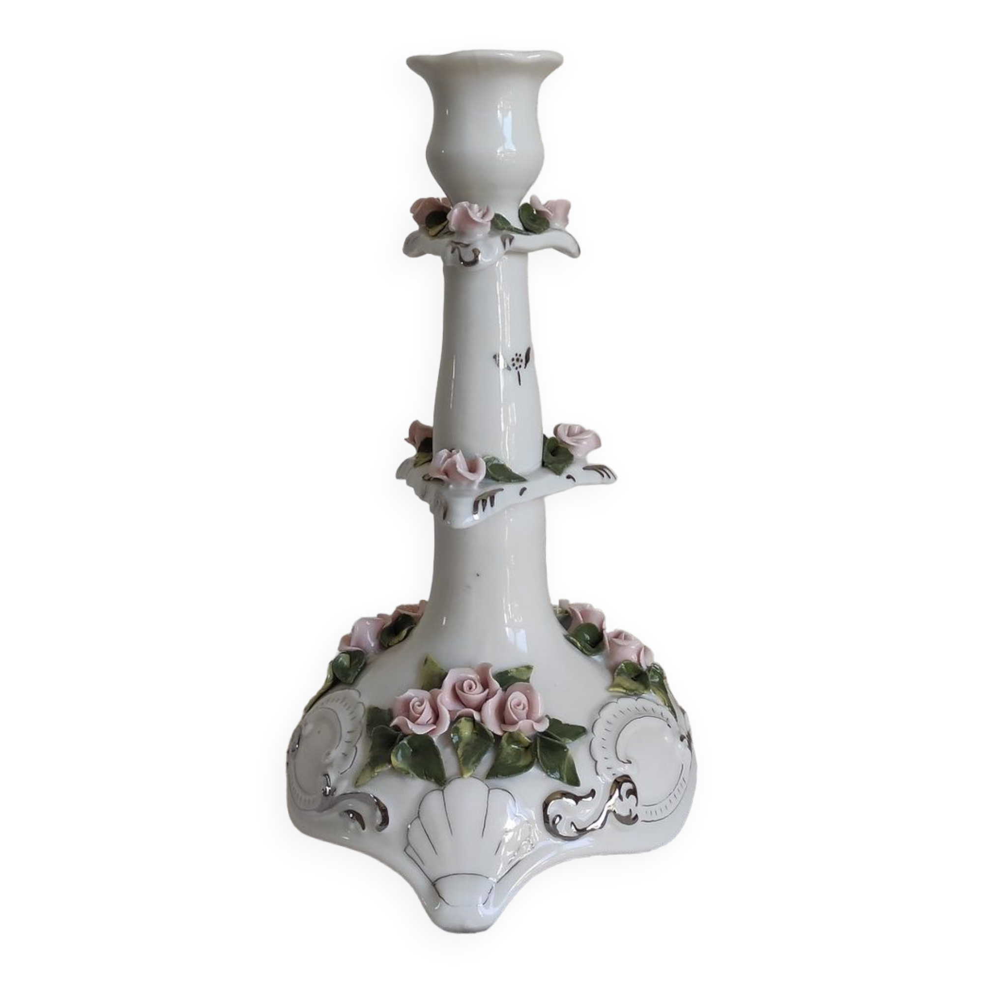 Ornamented porcelain candle holder