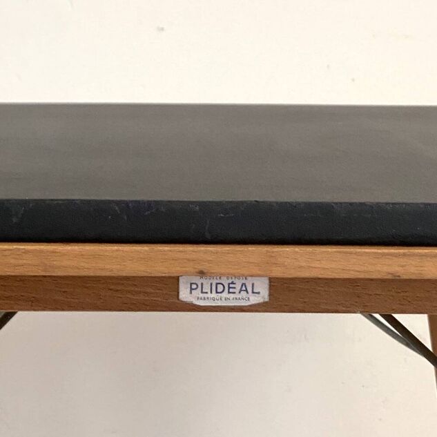 "PLIDEAL" Folding Coffee Table Beech & Faux Leather 1950 Vintage Glamping