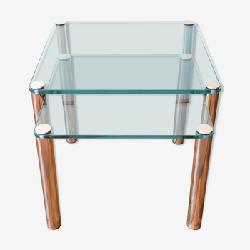 Thick glass and brass foot tables