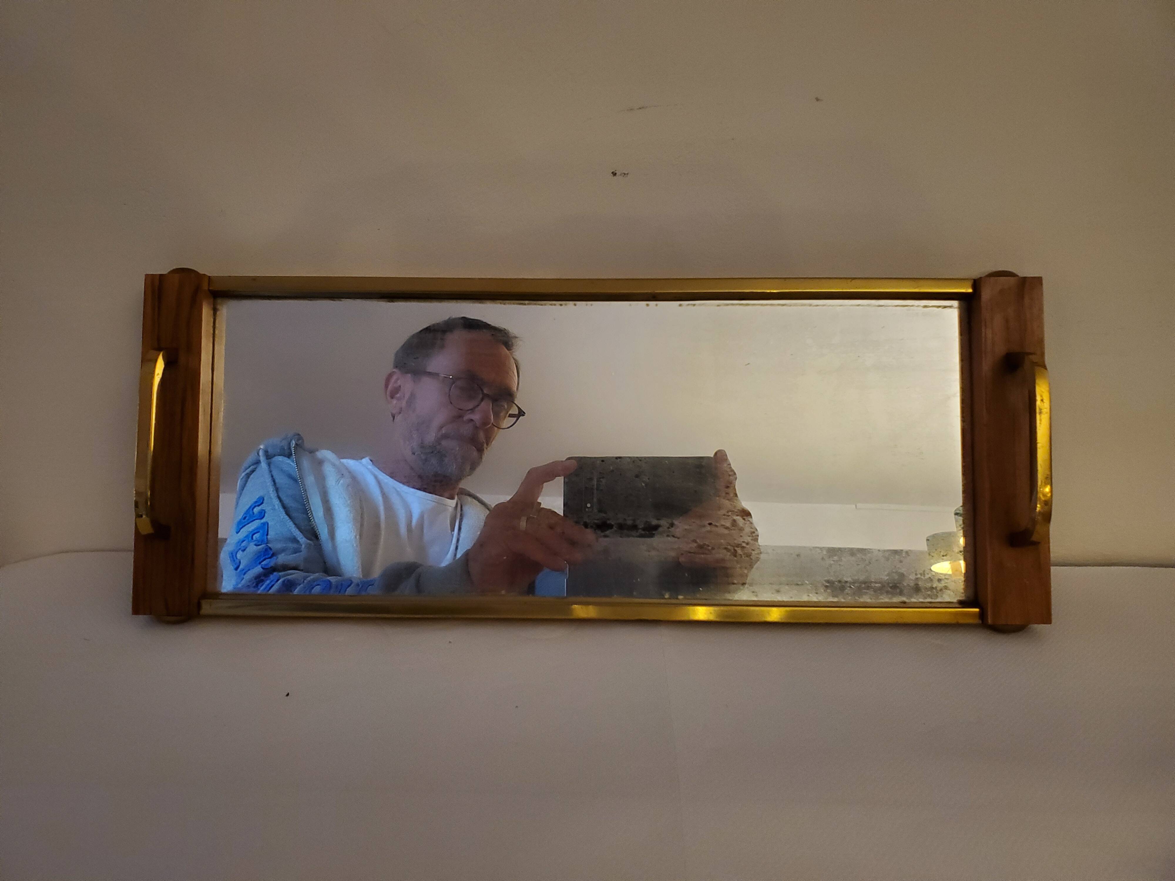 Mirror top 50's wood and brass