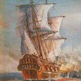 Oil on canvas signed Haney marine in gold frame