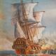 Oil on canvas signed Haney marine in gold frame
