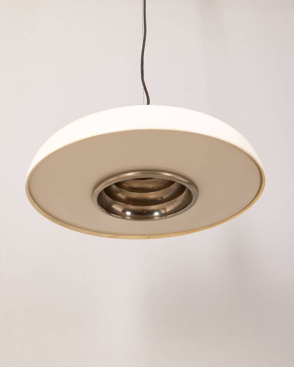 70s vintage chandelier in white metal Italian design