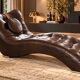 70s design chaise longue, chocolate leather, tufted, profile S.
