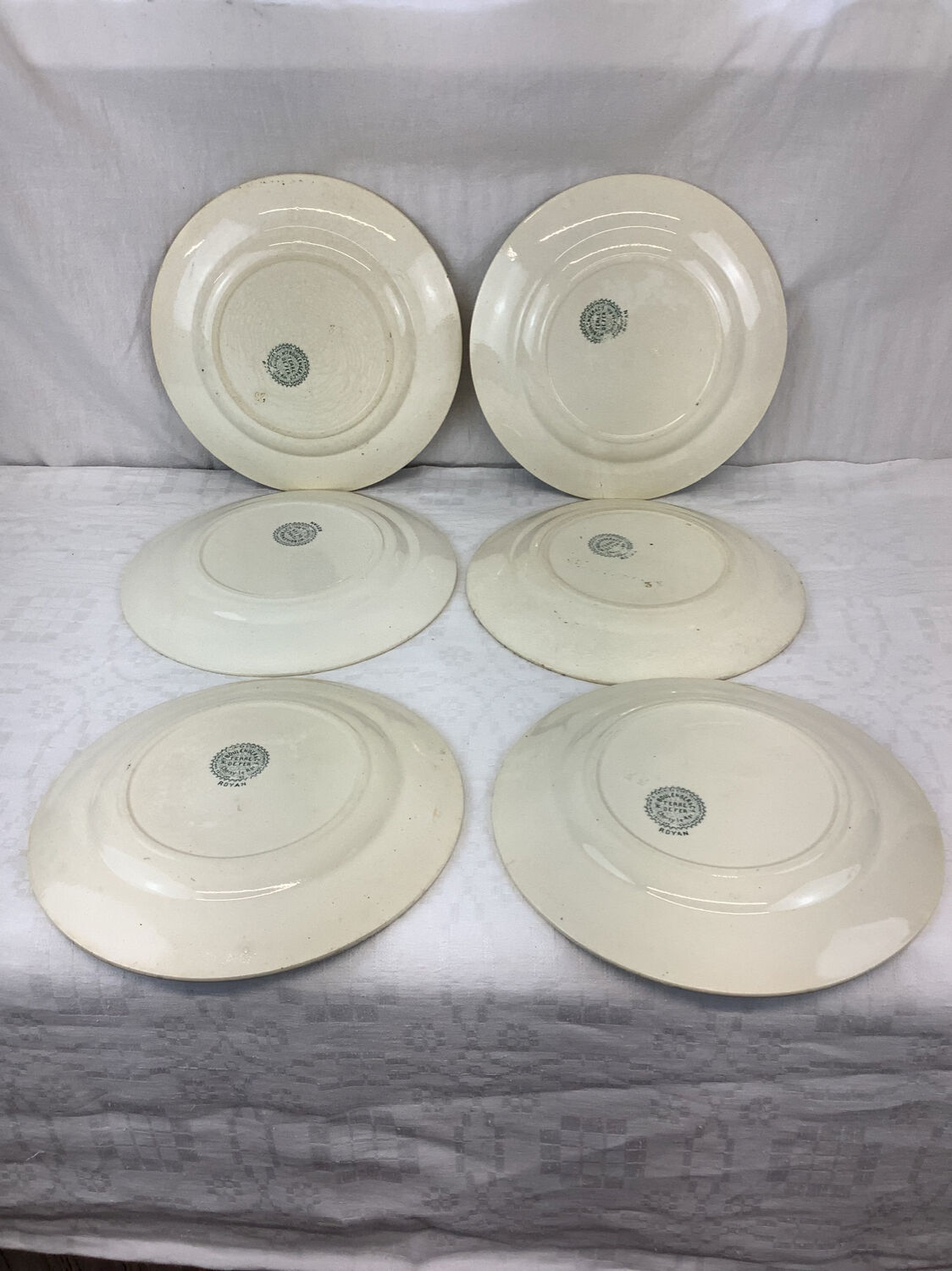 6 old flat plates made in france terre de fer choisy le roi