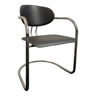 Chaise vintage Bauhaus en cuir, Made in Italie, 1970