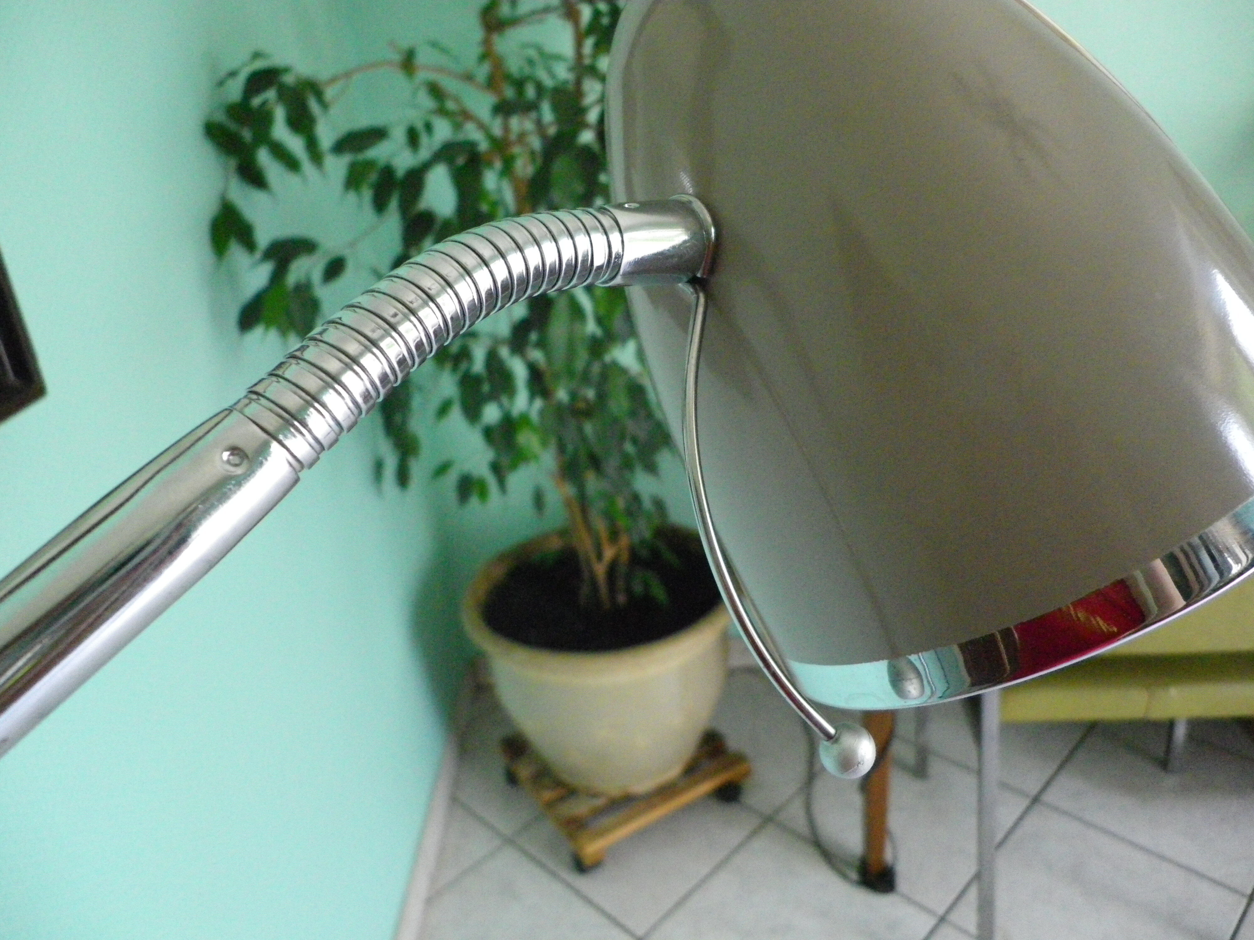 FLOOR lamp design COREP, lacquered steel taupe color, reclining