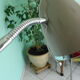 FLOOR lamp design COREP, lacquered steel taupe color, reclining