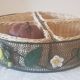Metal basket with 4 wicker compartments