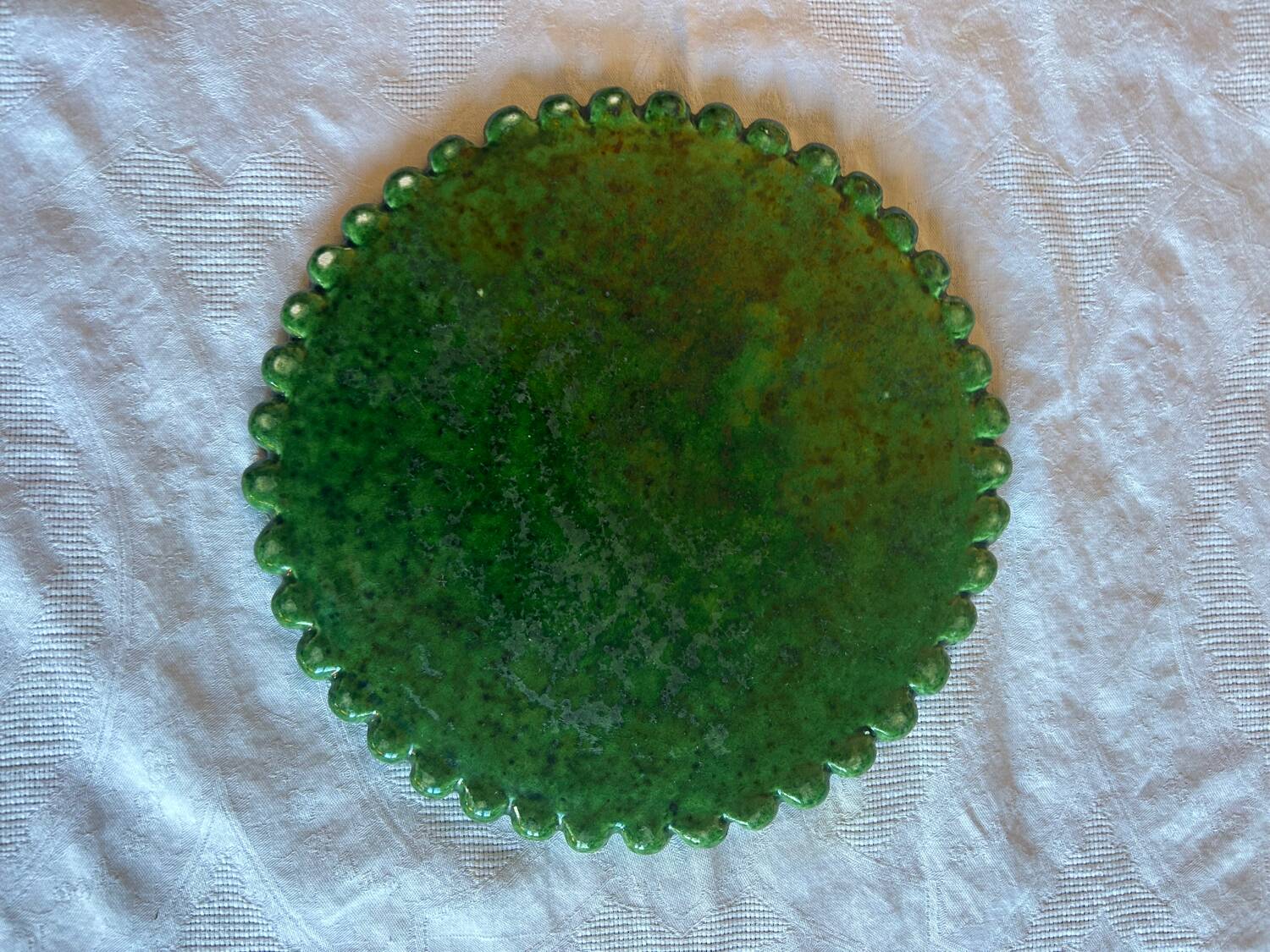 Set of 3 Vallauris trivets – Green glazed ceramic – Years