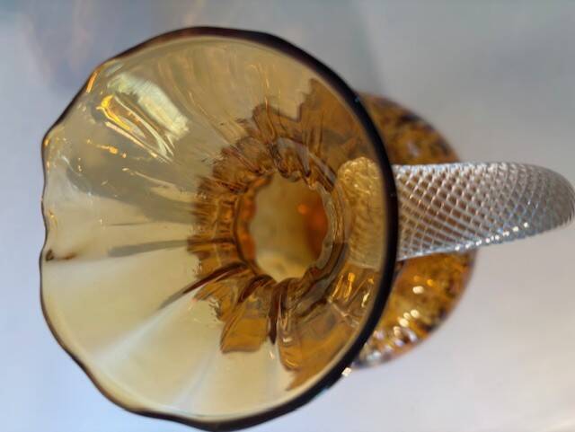 Ancient large twisted amber glass vase blown Murano 19th century