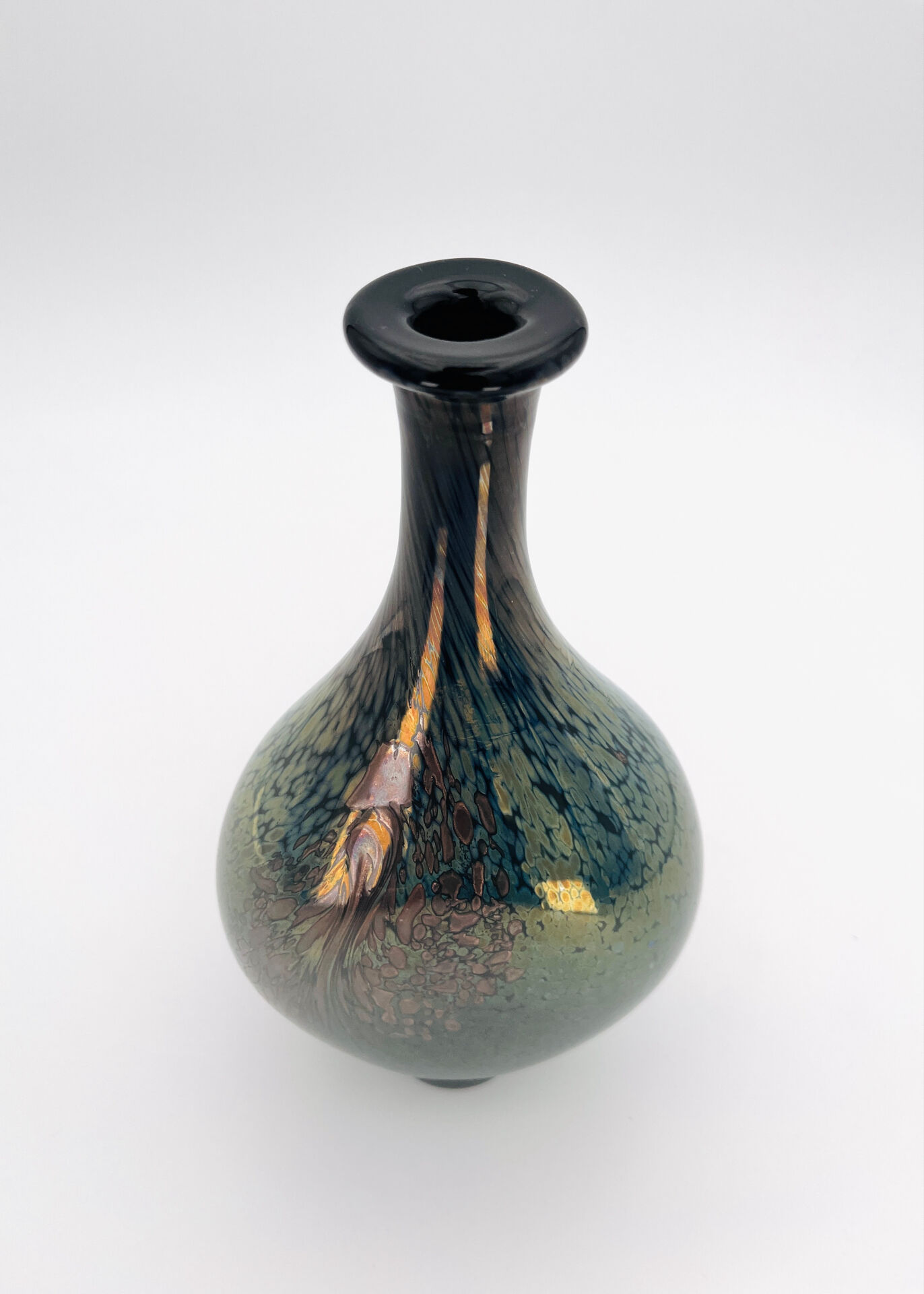 Vase R Pierini Studio Glass 1984 Copper 27cm Mineral Inclusions Signed
