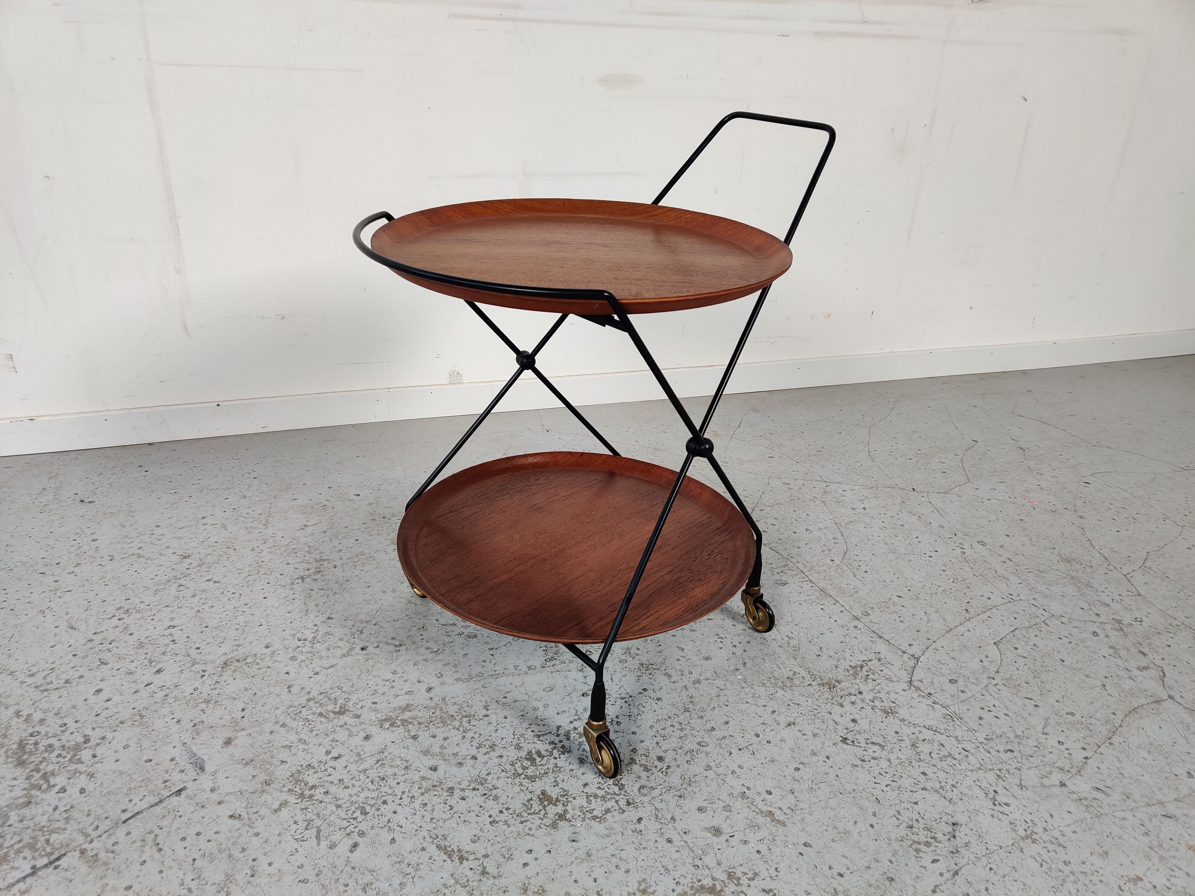 Scandinavian teak and metal dessert by Paul Nagel, Made in sweden 60s