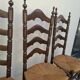 Set of 6 high-backed straw-seated chairs in solid oak from the early 1900s.
