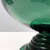 Centre de table/bol en verre vert soufflé à la main, fabriqué à Empoli, Italie